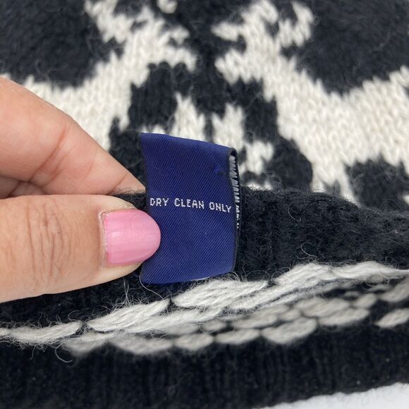 Rare Vintage 80s GAP Black & White 100% Wool Reindeer Snowflake Knit Beanie Cap - Picture 8 of 10